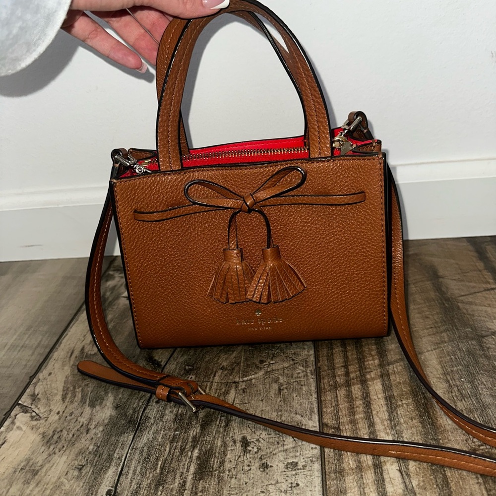 Kate Spade Small Brown Leather Handbag with Tassels